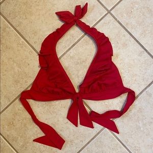 Red ruffled halter top